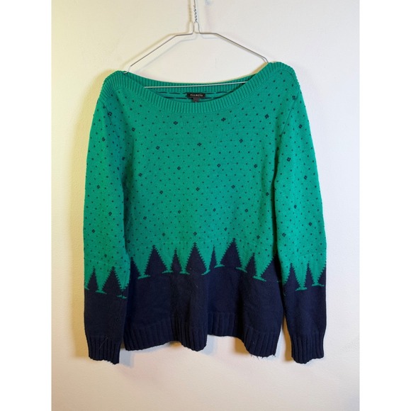 Talbots Sweaters - Talbots Womens Sweater Pine Tree Fair Isle Green Large